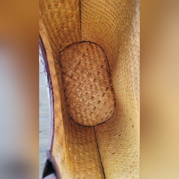 Brown & Cream Handwoven Straw Beach Tote Bag w/Handles - Picture 2 of 5